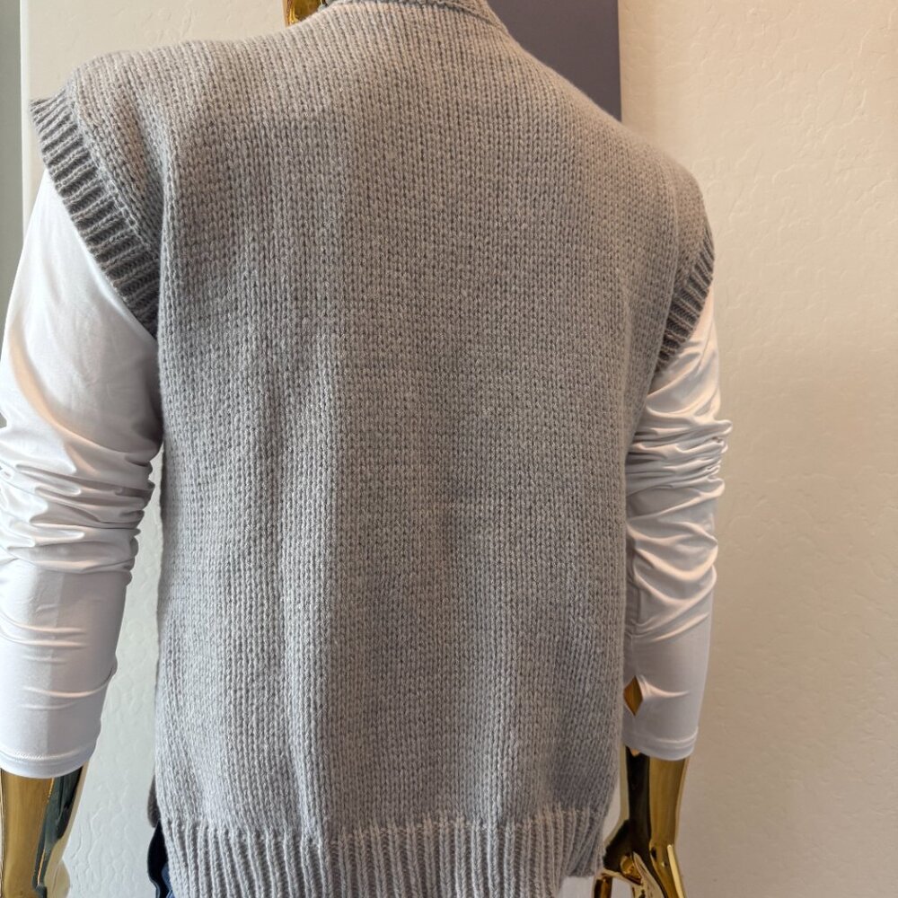 Soft Grey Roped Sweater Vest - Picture 6 of 8